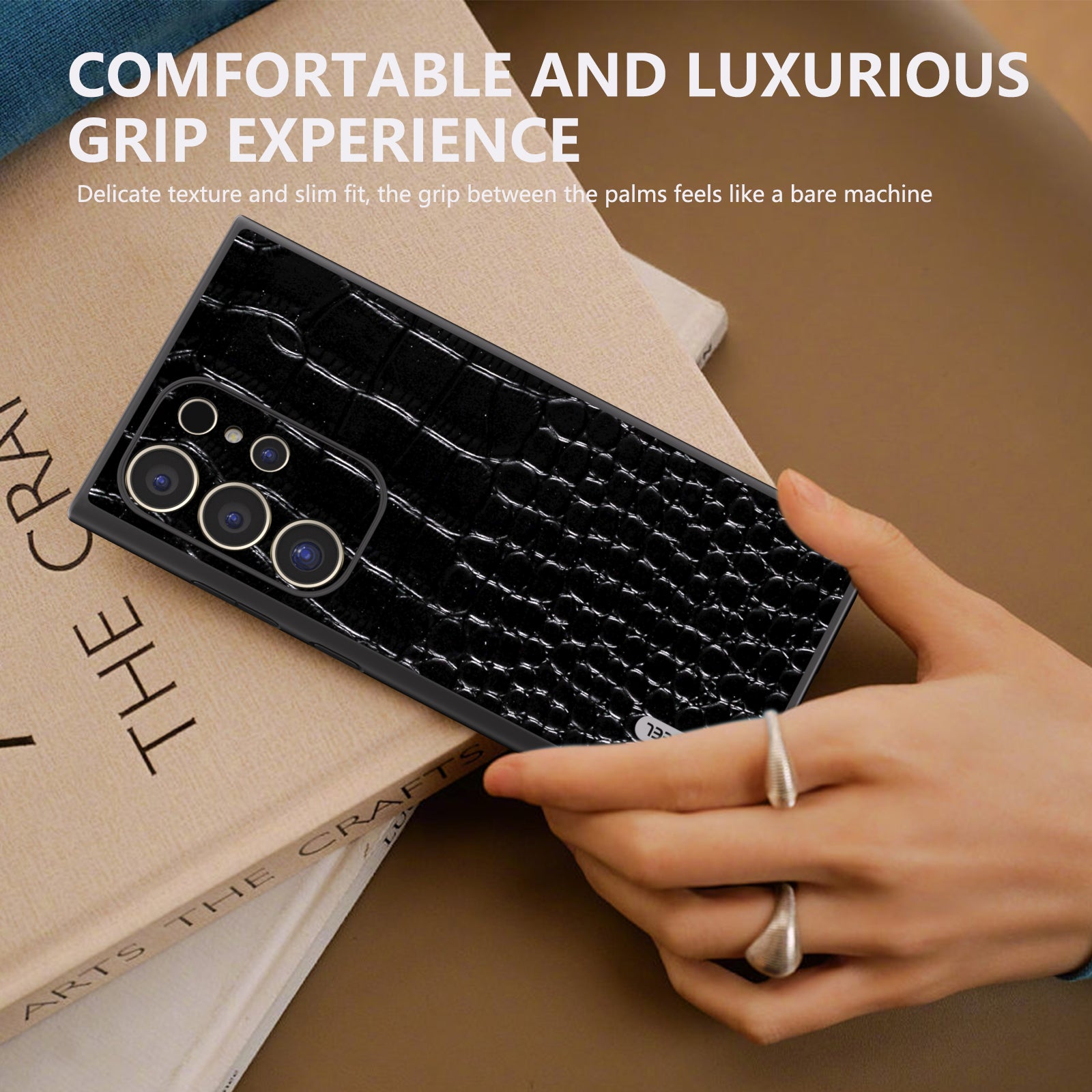 ABEEL For Samsung Galaxy S24 Ultra Case Crocodile Texture Genuine Cow Leather+PC+TPU Anti-Drop Phone Cover - Black ABEEL For Samsung Galaxy S24 Ultra Case Crocodile Texture Genuine Cow Leather+PC+TPU Anti-Drop Phone Cover - Black